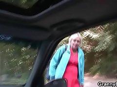 He picks up and bangs old bitch outside